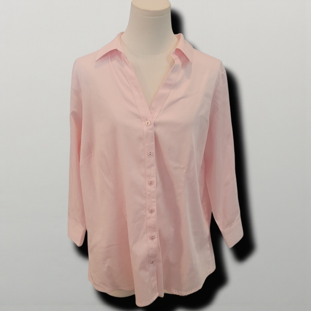 212 Collection - 1X  Light Pink Button-Down Shirt
